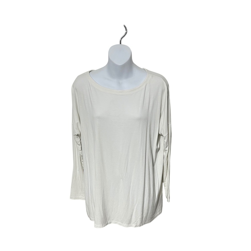 HATCH Long Sleeve Top Women S White Maternity Viscose Stretch Scoop Neck